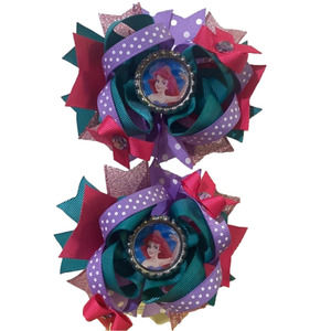 ON SALE! 𝅺2 hair bows bows featuring Disneys the Little Mermaid Ariel​​​​